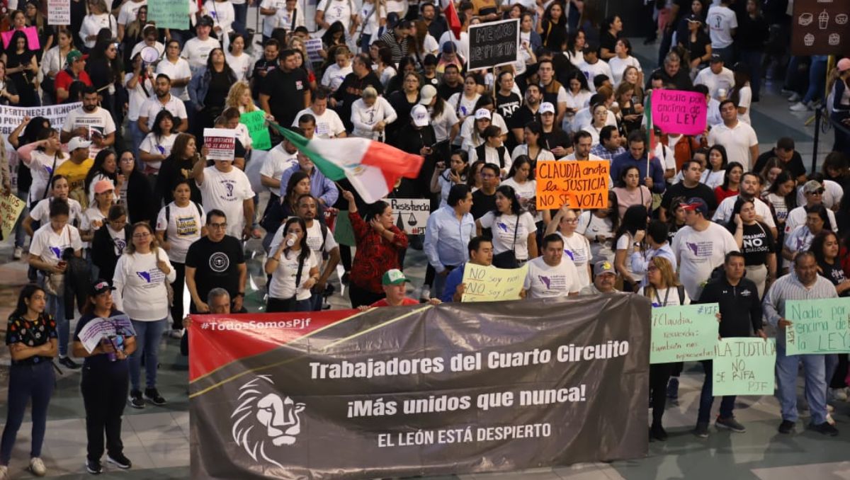 jueces, magistrados, secretarios, actuarios, oficiales judiciales y personal administrativo estuvieron en la protesta. Luis Guerra