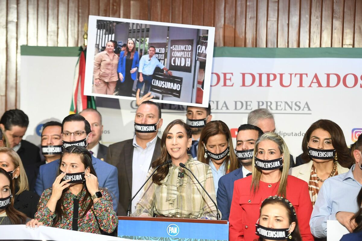 Noemí Luna encabezó las protestas del partido en contra de la CNDH | Foto: Especial