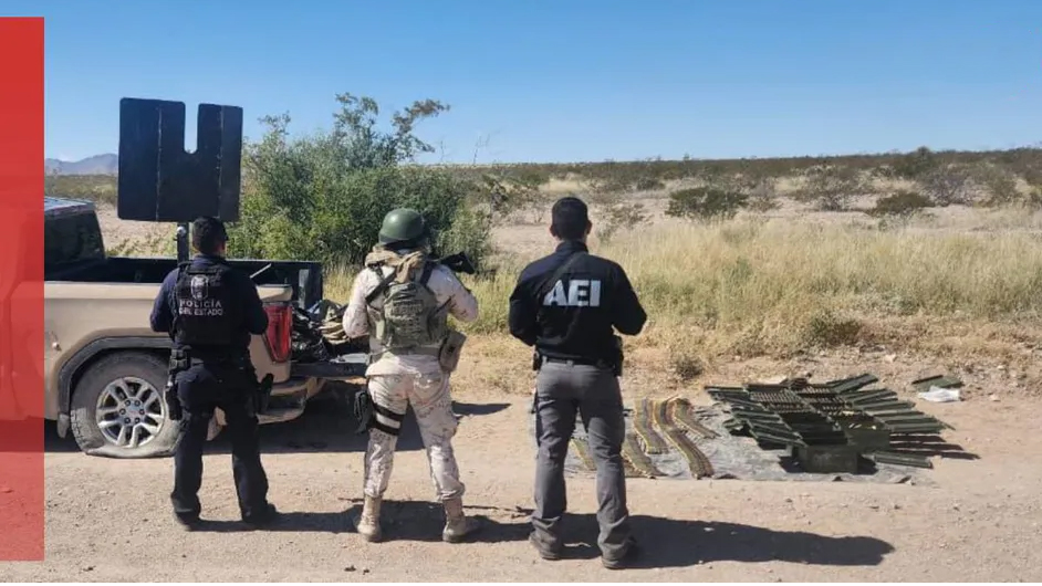 Aseguran armas de alto calibre y tres vehículos blindados en Ojinaga, Chihuahua