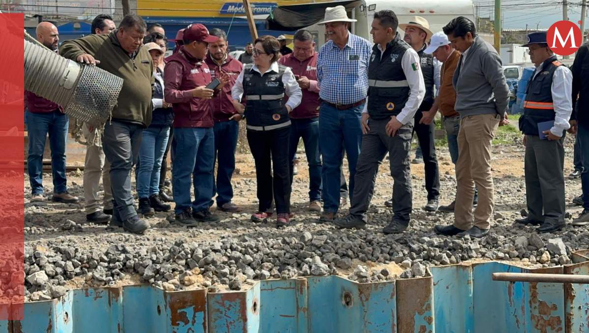 Autoridades federales supervisan cárcamos en Chalco, en prevención de inundaciones. | Foto: Zuleyma García