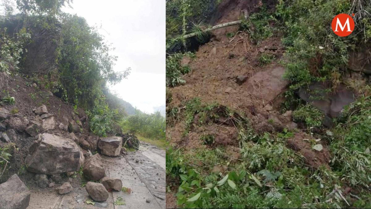 Deslaves en Hidalgo por lluvias intensas de últimos días.