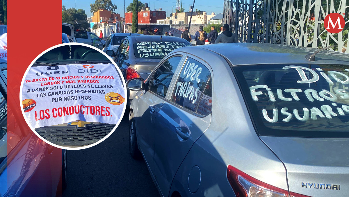 Manifestación de conductores Uber y DiDi en Puebla | Agencia Es Imagen