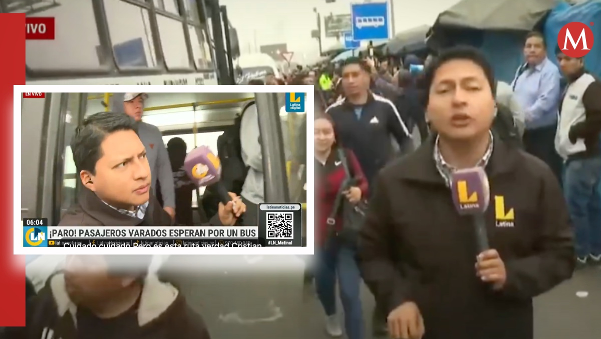 Reportero queda 'atrapado' en autobús en pleno enlace en vivo | ESPECIAL