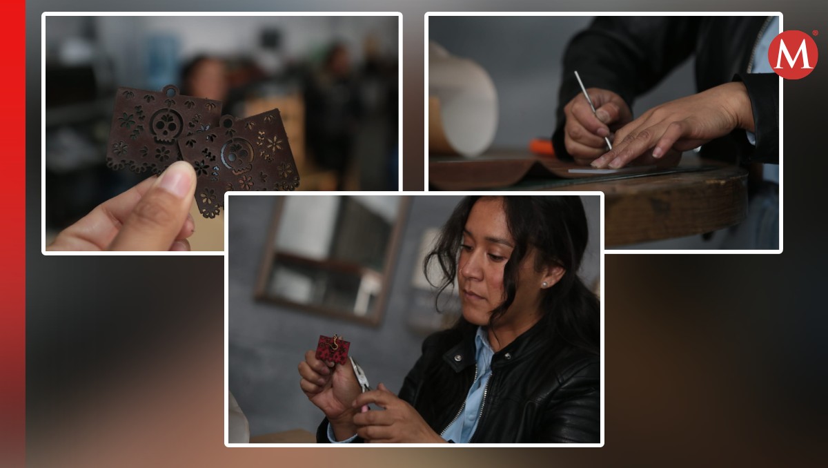 Con los residuos de piel que los zapateros ya no utilizan crea joyería y más artículos. Foto: (Tania Contreras)