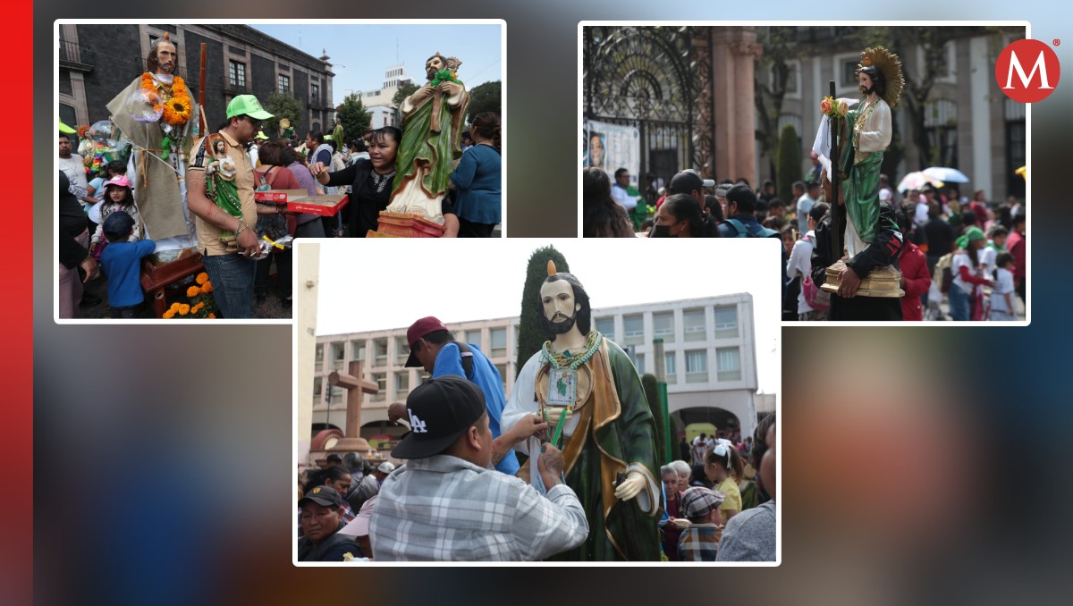 Decenas se reunieron en el Templo de la Santa Veracruz, Toluca, para celebrar a San Judas Tadeo. Foto: (Tania Contreras)