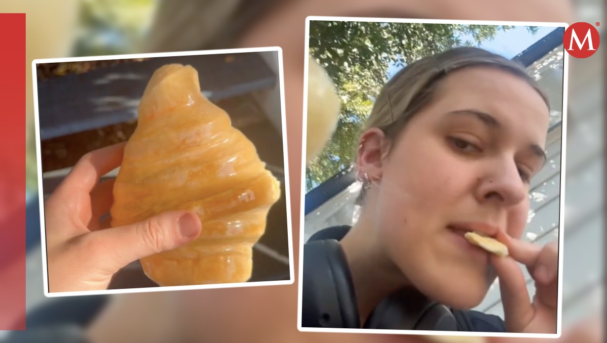 Joven nota que lámpara en forma de croissant era un pan real