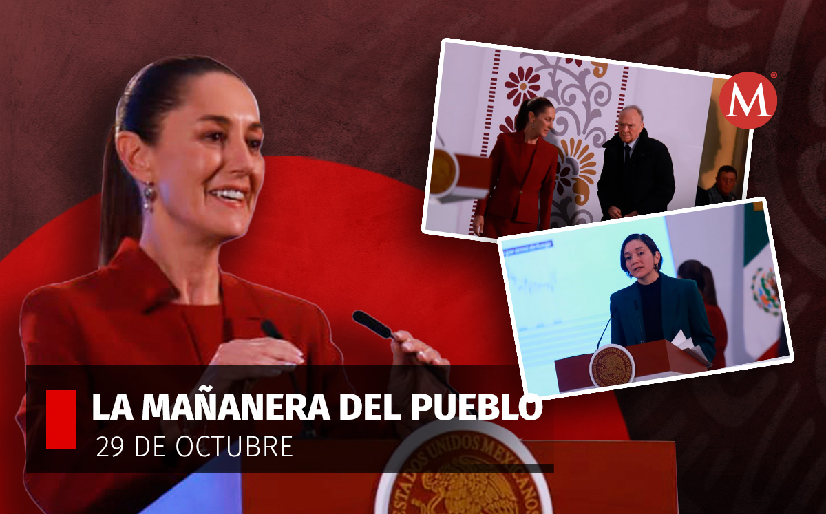 La presidenta Claudia Sheinbaum en La Mañanera del Pueblo hoy 29 de octubre | Fotos: Juan Carlos Bautista