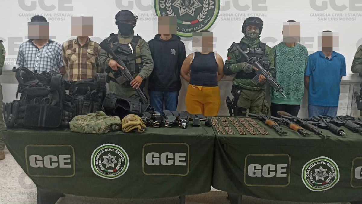 Decomisan armas, equipo táctico y vehículos a presuntos delincuentes en San Luis Potosí | Especial