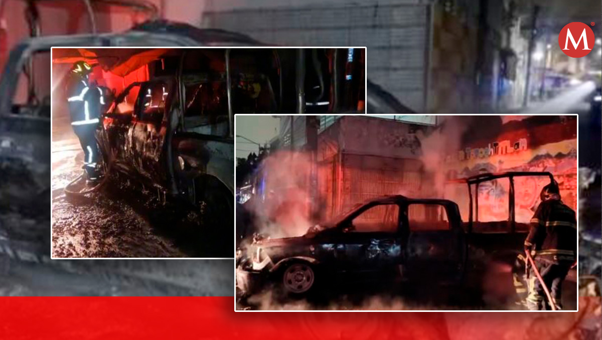 La camioneta de la SSC se incendió en calle Tenochtitlán (Diseño: Milenio)