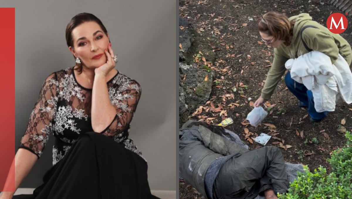 Eugenia Cauduro ayuda a hombre de la calle