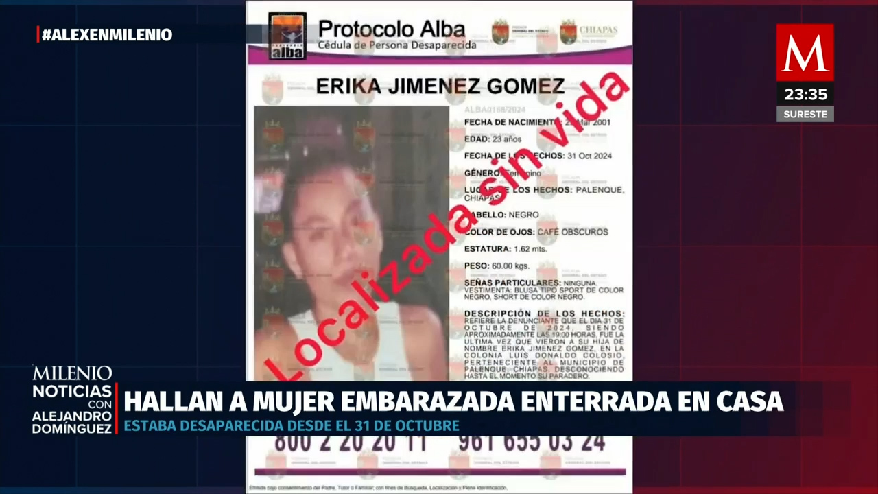 Fiscalía de Chiapas investiga asesinato de Erika Jiménez tras su desaparición