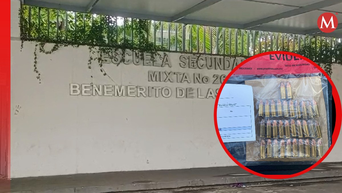 Las balas fueron localizadas en una jardinera de la escuela. (Especial)