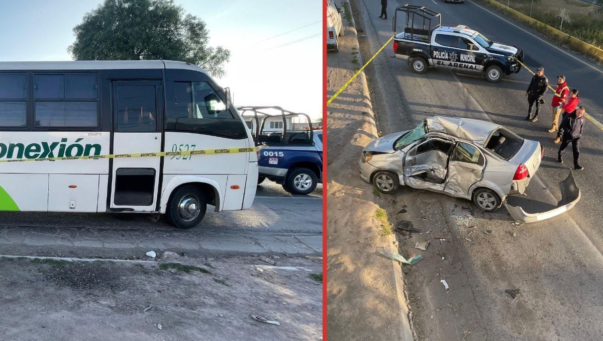 Accidente entre un auto y un autobús dejó a un joven de 22 años sin vida en la carretera México-Laredo.