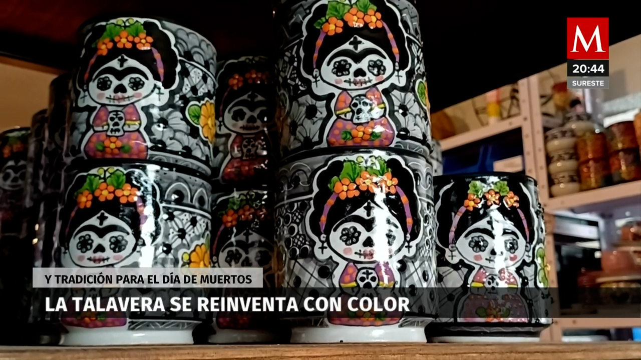 Calaveras inspiradas en Frida Kahlo creadas por artesanos poblanos