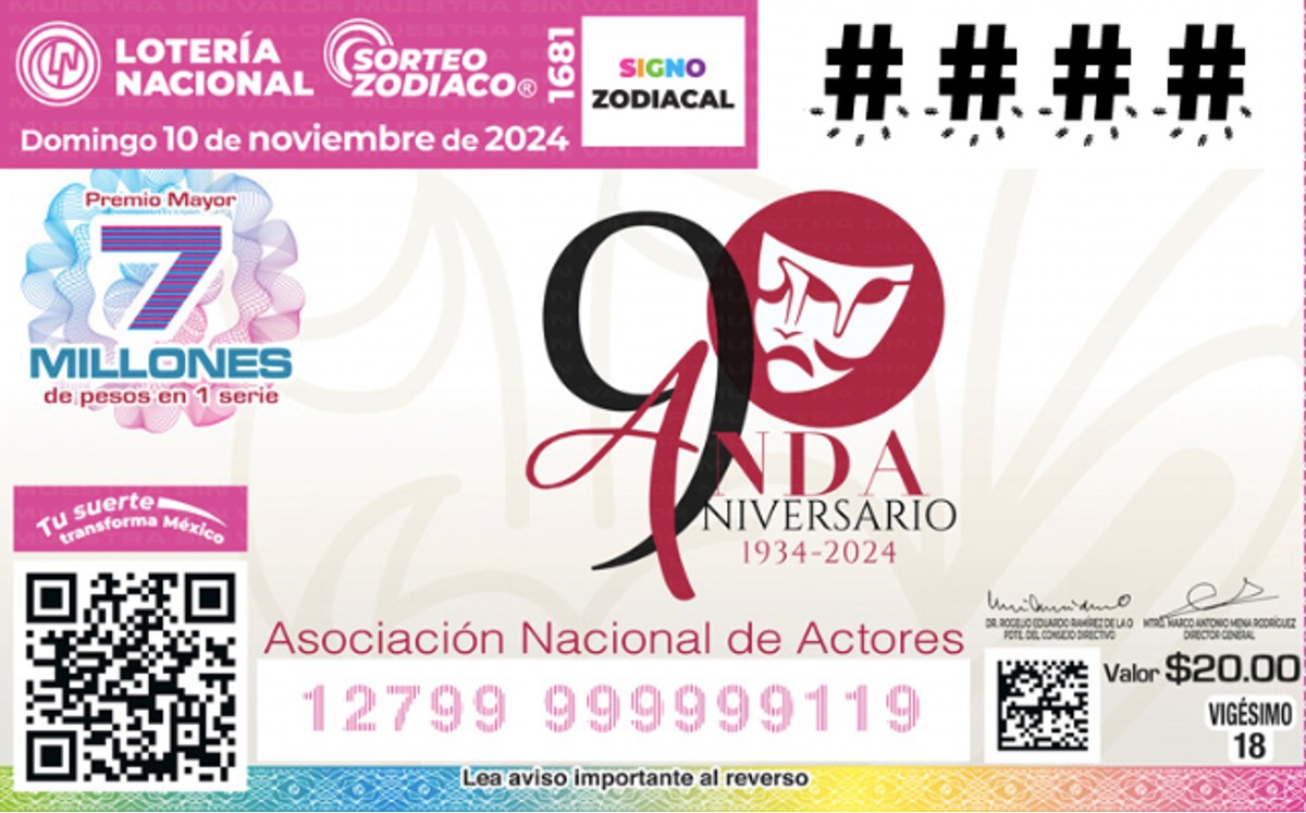 El Sorteo Zodiaco, de la Lotería Nacional, de hoy 10 de noviembre se realiza en punto de las 20:00 horas. (Especial)