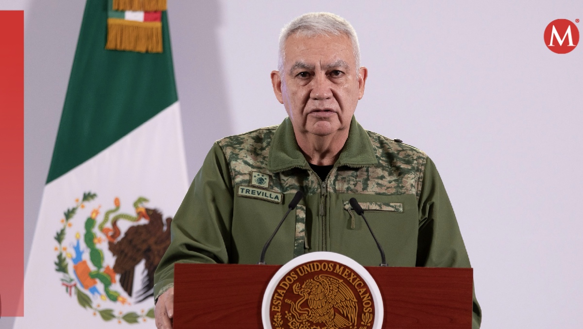 El secretario de la Defensa Nacional, Ricardo Trevilla, en la conferencia mañanera de hoy. | Cortesía