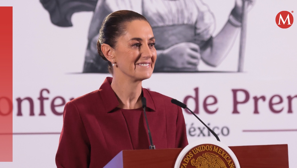 La mandataria en su conferencia de prensa matutina en el Salón de Tesorería hoy. | Cortesía