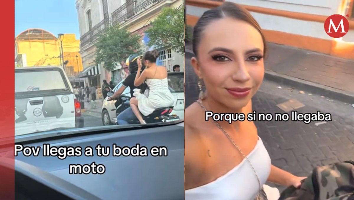 Novia pide 'aventón' a motociclista para llegar a su boda  en Guadalajara. | TikTok @nicolemunozs