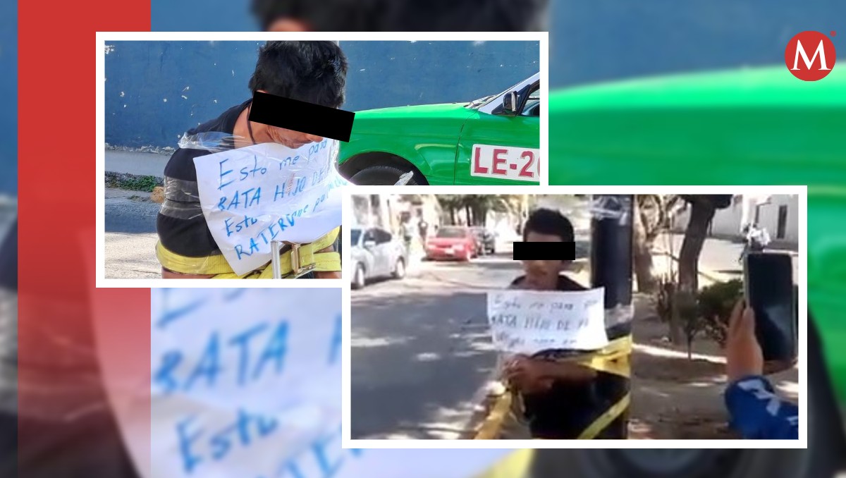 Vecinos amarran a poste y exponen a presunto ladrón en León | VIDEO | Especial