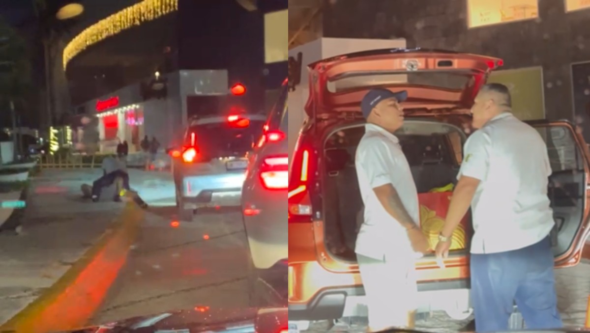 Usuarios captaron videos del enfrentamiento a las afueras de Plaza Kukulcán, en Cancún.