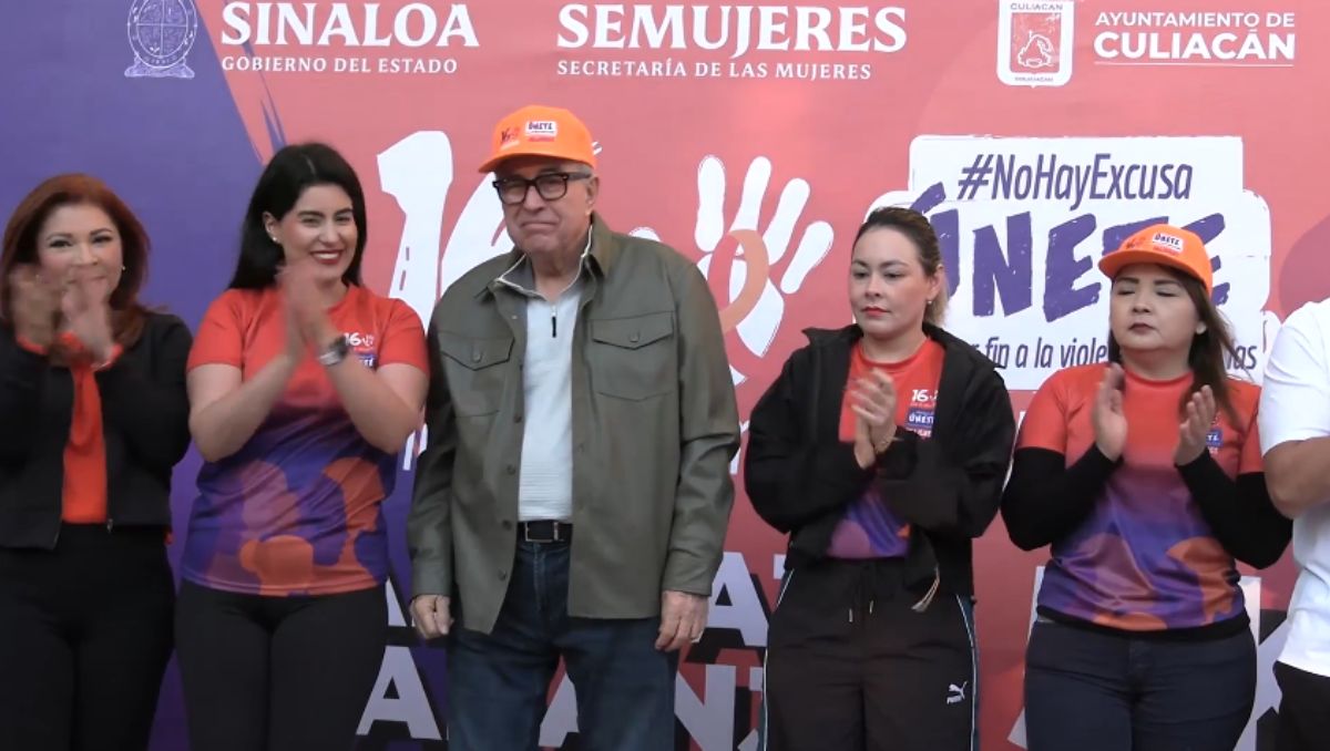 El gobernador Rubén Rocha Moya y la secretaria Ana Francis Chiquete dieron el banderazo inicial de la Caminata Naranja. | Especial