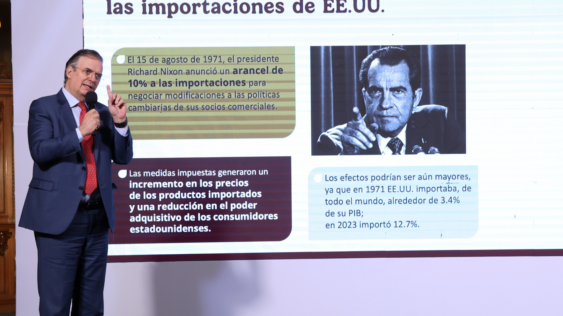 Aranceles de 25% a importaciones serán "un tiro el pie" para EU: Ebrard