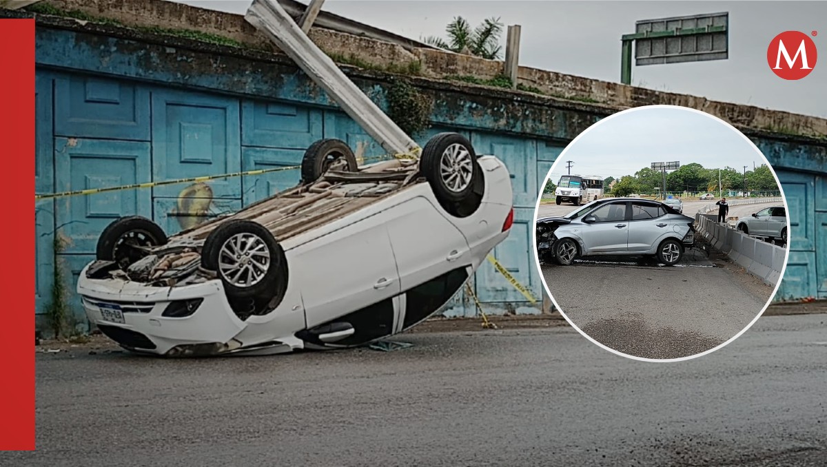 Accidentes en distribuidor vial de Tampico.
