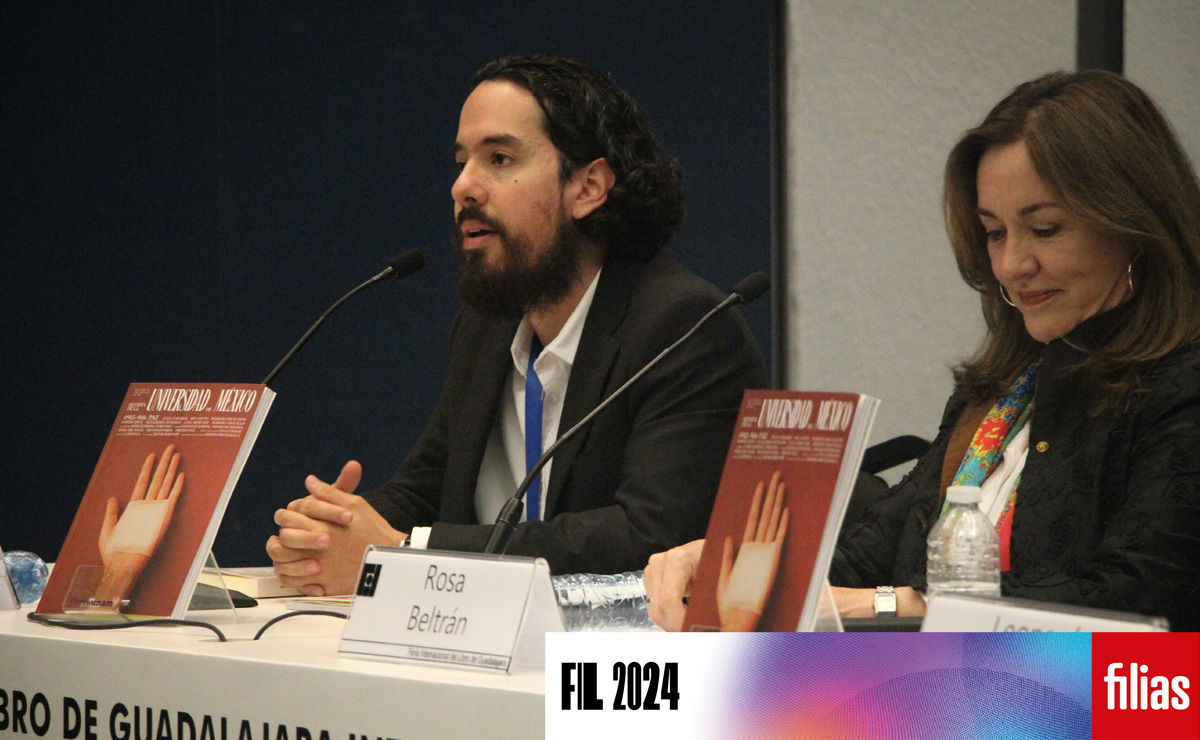 Jorge Comensal,  director de la revista, y Rosa Beltrán, directora de Difusión Cultural de la UNAM. (Foto: Ángel Soto)