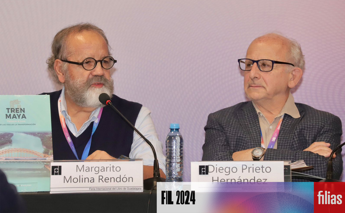 Margarito Molina Rendón y Diego Prieto durante la presentación en la FIL Guadalajara 2024. (Foto: Ariel Ojeda)
