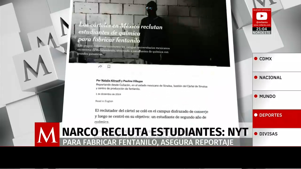 Crimen organizado recluta a estudiantes para fabricar fentanilo en universidades mexicanas
