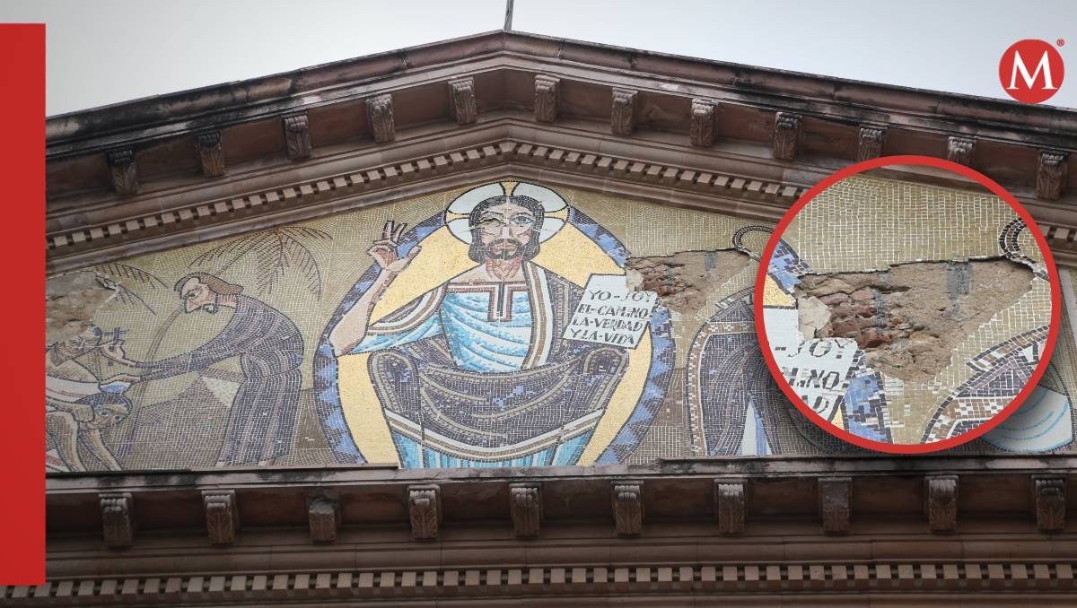 Daños en Catedral de Tampico. (Yazmín Sánchez)