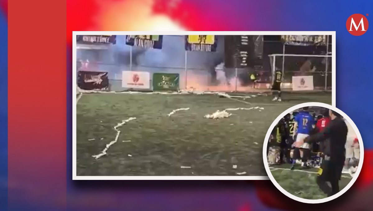 Difunden video del momento en el que las bengalas explotaron en pleno partido de fútbol en León.