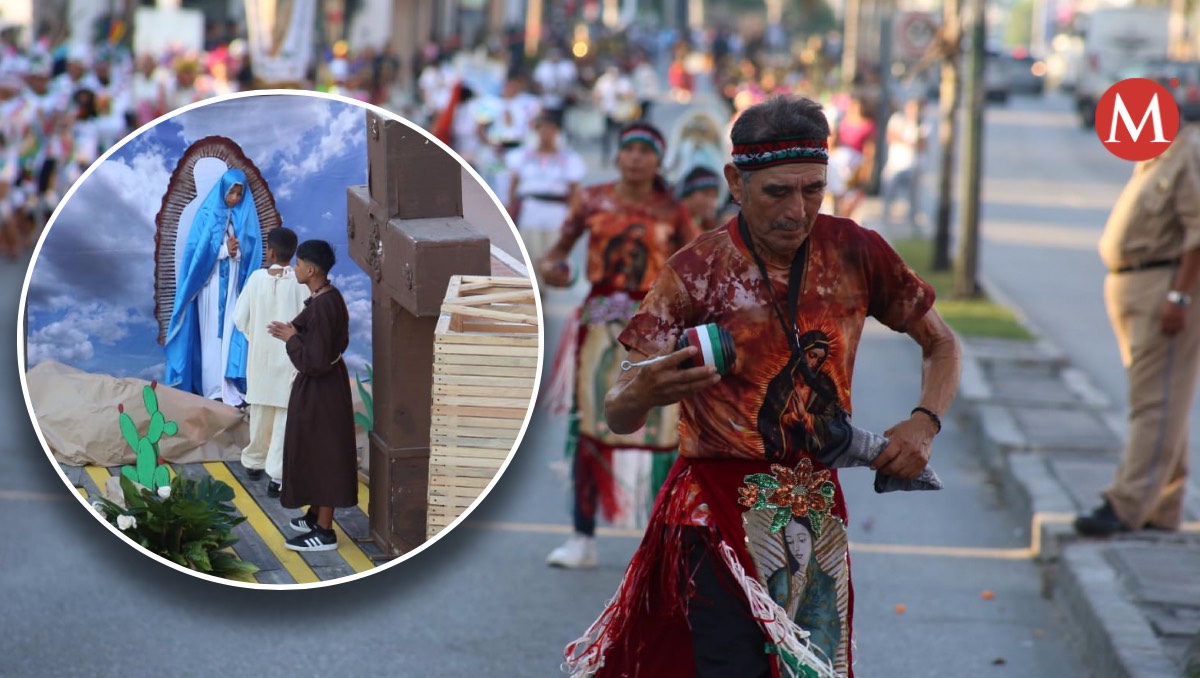 Danzantes para la Virgen de Guadalupe en Tampico. (Yazmín Sánchez)