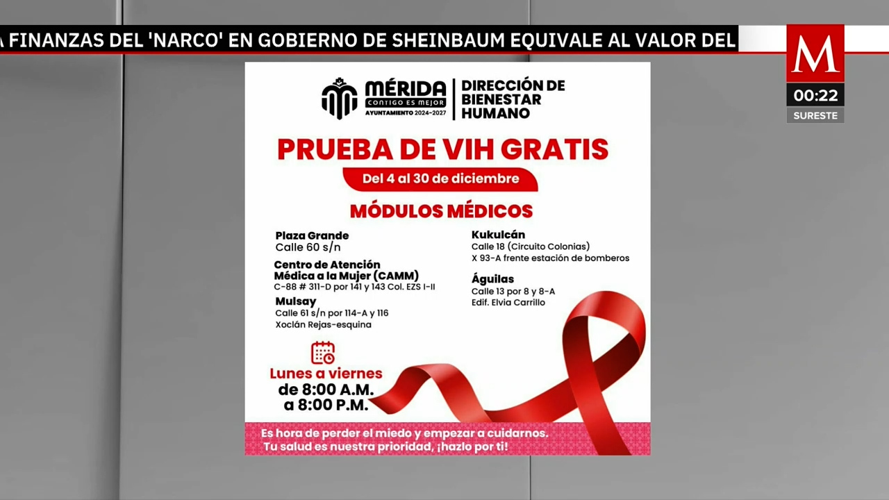 Pruebas gratuitas de VIH en Yucatán para detectar y tratar a tiempo