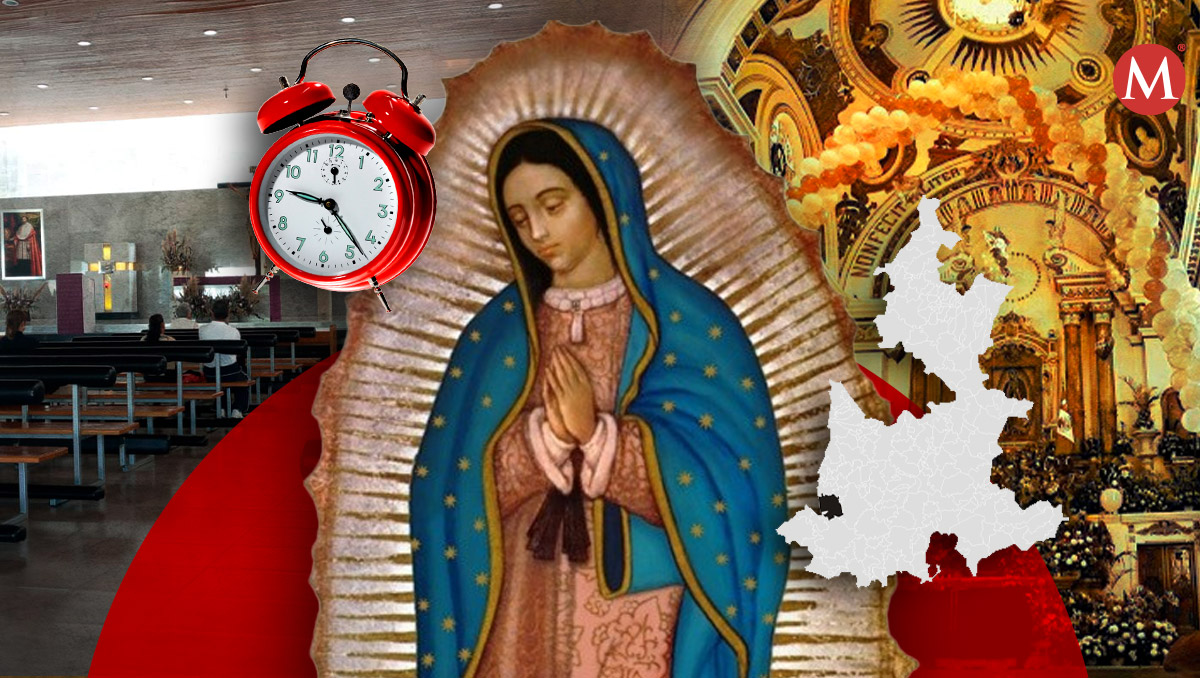 Horarios y lugares dónde habrá misas y mañanitas a la Virgen de Guadalupe en Puebla | Especial/ Diseño Sam Martínez