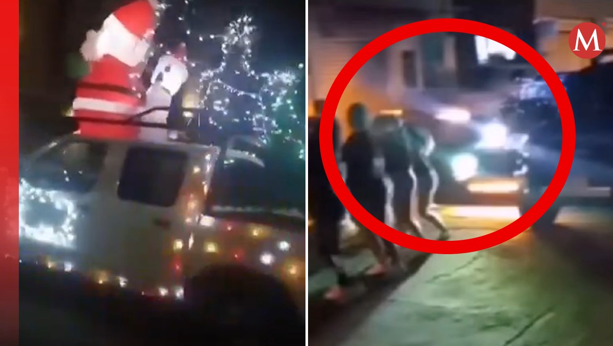 La camioneta pasó con velocidad sobre la caravana navideña en Michoacán. El momento fue captado en video. | Especial