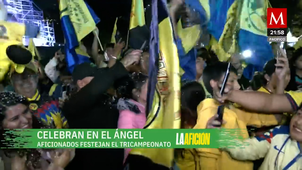 Aficionados del América celebran el tricampeonato en el Ángel de la Independencia