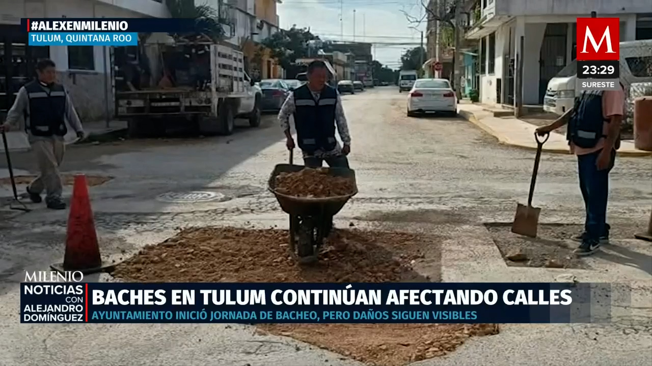 Baches en Tulum siguen afectando calles a pesar de jornada de bacheo del ayuntamiento