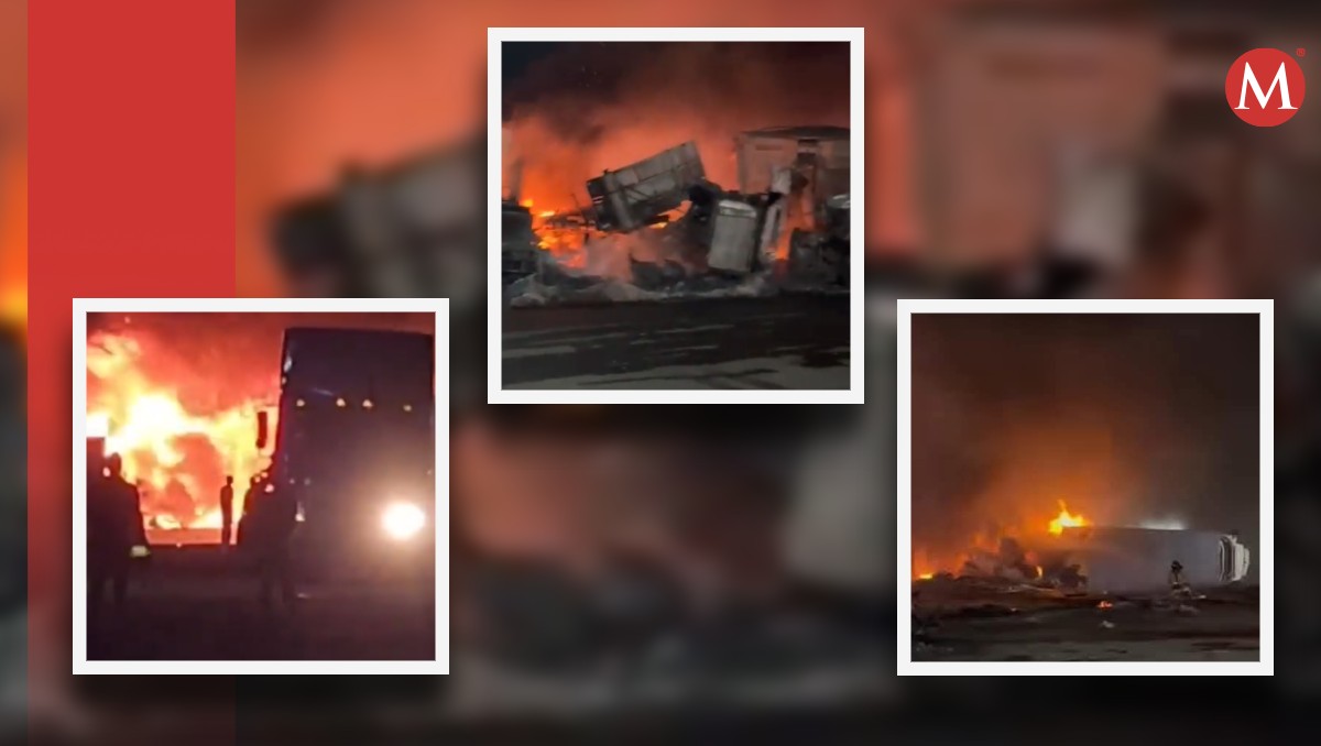 Un brutal accidente entre dos tráileres, registrado la noche de este miércoles, dejó paralizada la carretera Querétaro-San Luis Potosí. Foto: Especial