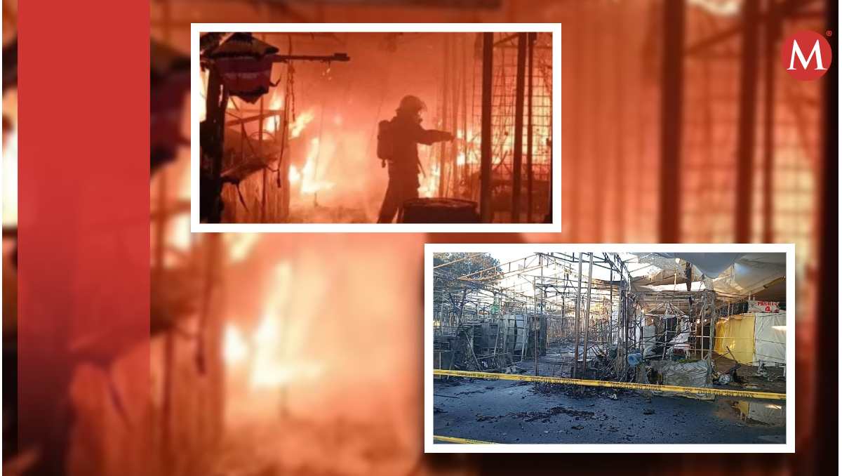 Al llegar al lugar, las autoridades confirmaron que se trataba de un incendio en los puestos de la Feria Navideña.