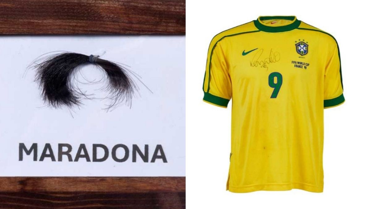El mechón de Maradona y camiseta de Ronaldo del Mundial del 98 se quedan sin comprador (Aguttes)