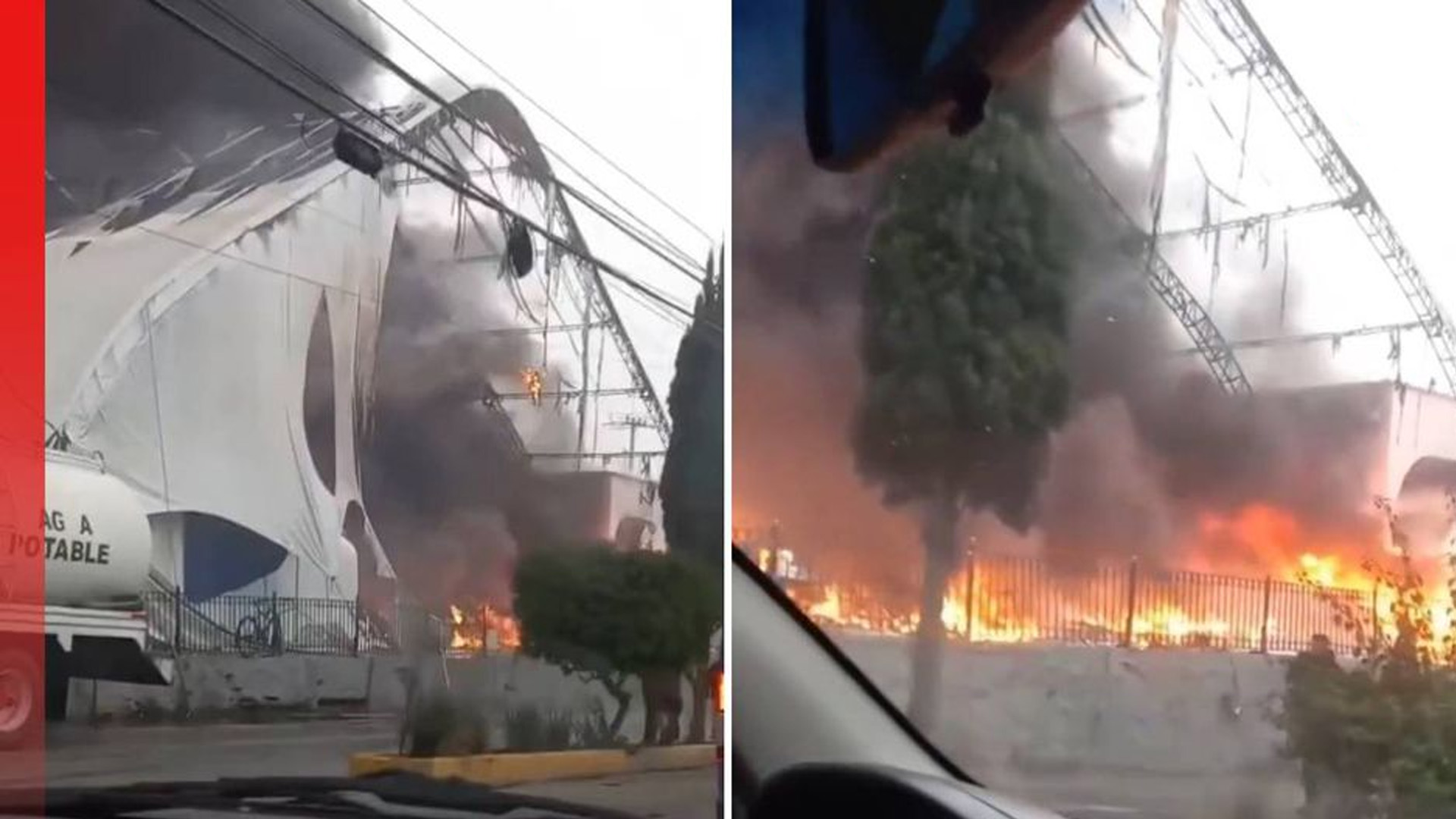 Llamas consumen bazar navideño en Teoloyucan, Edomex; reportan saldo blanco tras incendio