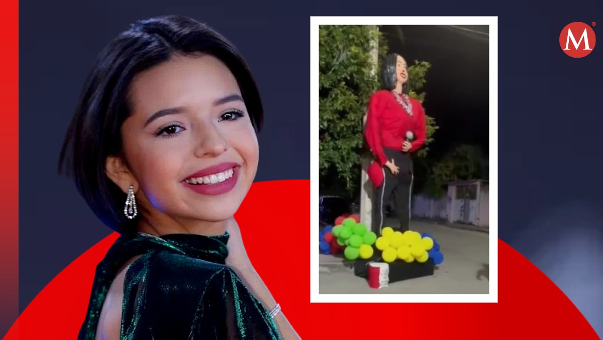 Ángela Aguilar y su mega piñata. | ESPECIAL