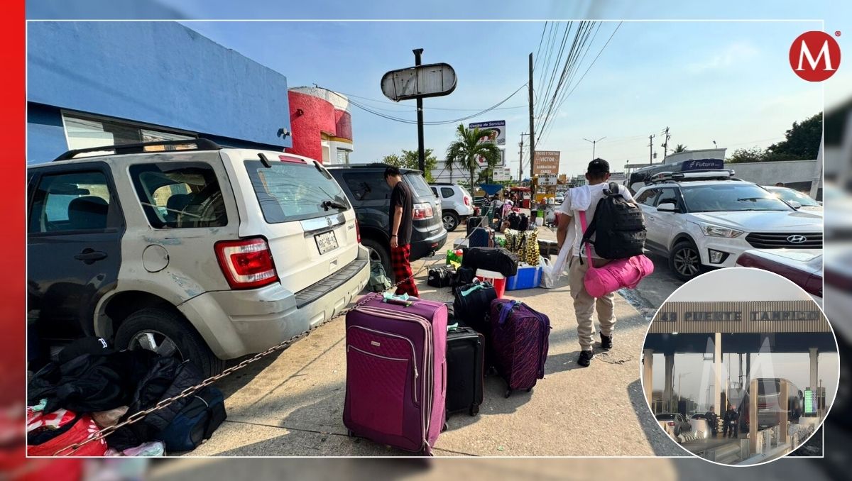 El autobús tuvo un incidente en la caseta de cobro del puente Tampico.  (Mario Juárez)