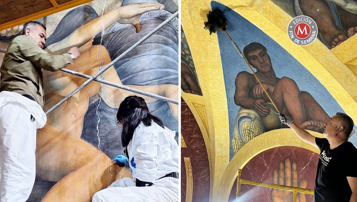 Diego Rivera. Trabajan en restauración del mural en Chapingo