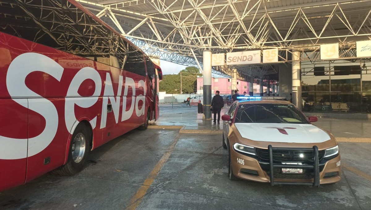 Guardia Estatal redobla vigilancia en central de autobuses. (SSP)