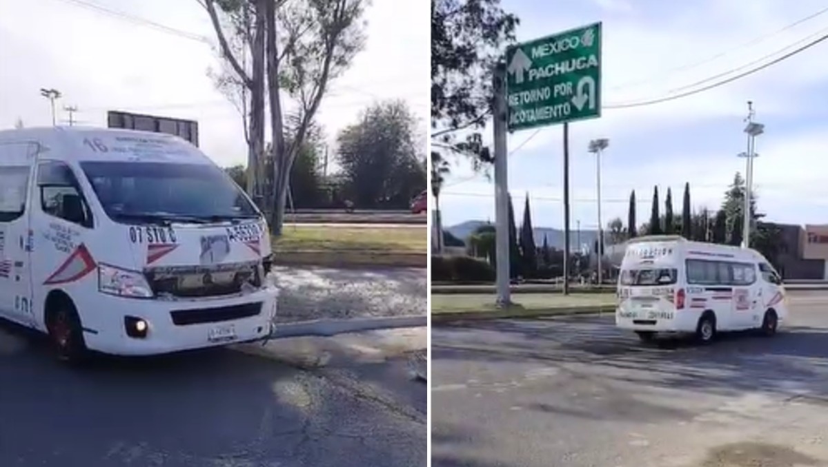 Combi choca contra poste y deja a pasajeros varados en Tulancingo, Hidalgo