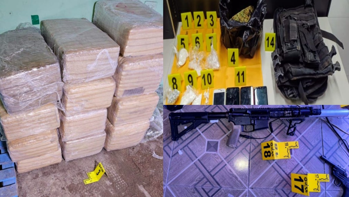 Decomisan 256 kilos de droga y armas tras cateo en Apodaca. Foto: Especial