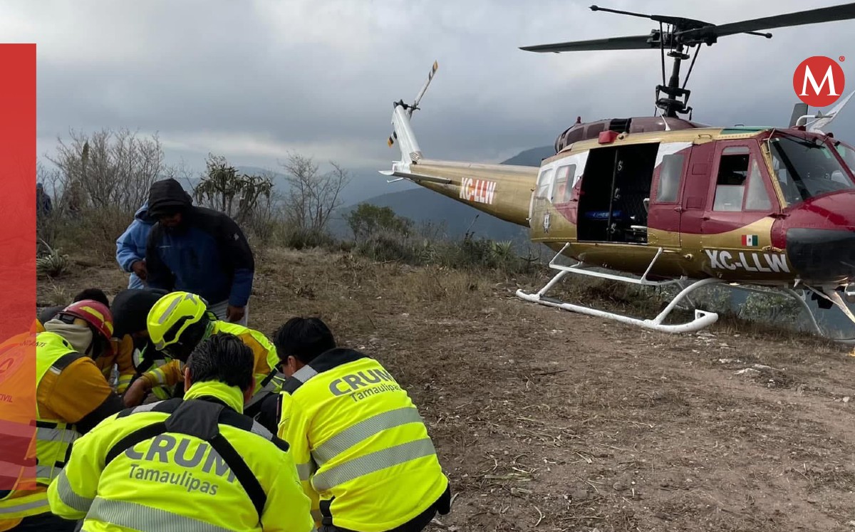 Rescatan en helicóptero a hombre accidentado en la sierra de Tula