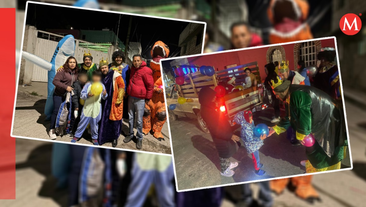 'Reyes Magos de San Bartolo'; tres amigos se disfrazan y regalan juguetes en Pachuca